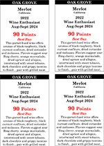 2022 Merlot<br>   Wine Enthusiast <br>   Aug-Sept 2024 <br>   90 Points Best Buy